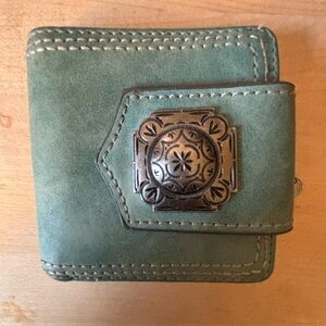 Justin Boots Teal Wallet with Ornate Silver Detail